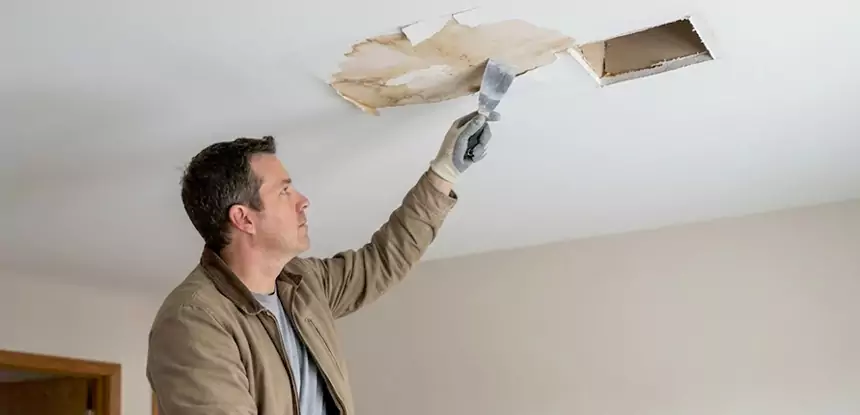 Ceiling Water Stain and Drywall Repair in Mc Caysville
